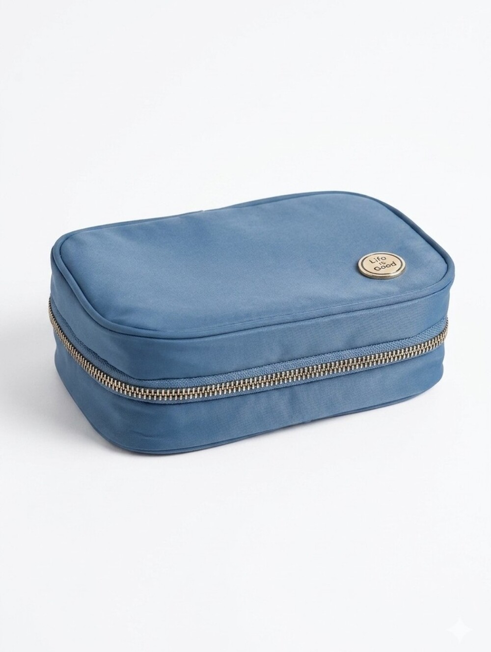 Life Is Good Slate Blue Double Compartment Cosmetic Pouch